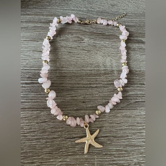 Pink and Gold Starfish Necklace N838 - Picture 2 of 5